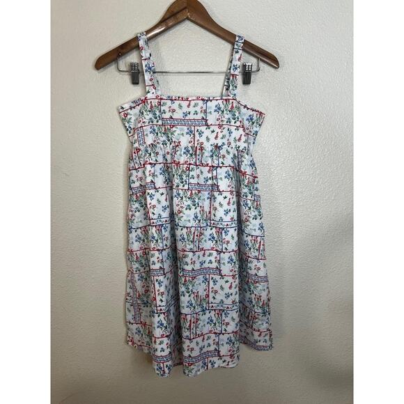 JANIE AND JACK Big Girl Dress Size 14 White Red Blue Floral Patchwork Summer NEW - Picture 8 of 8